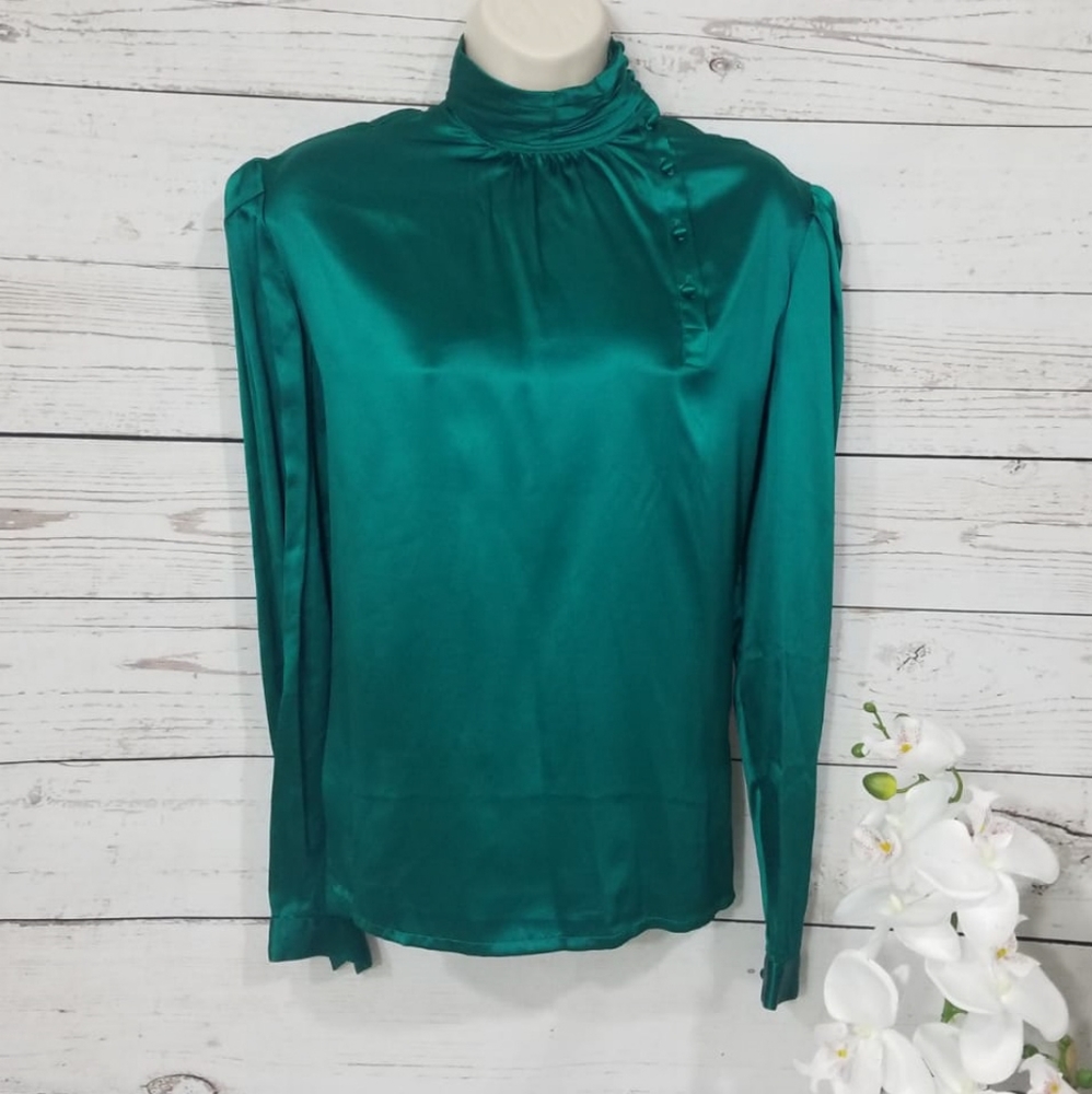 Saks Fifth Avenue Vintage Silk Mock Neck Blouse